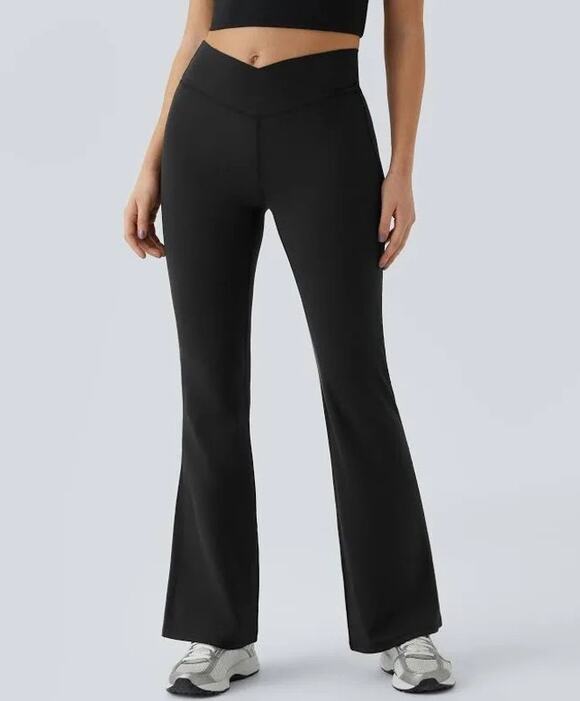 Halara Pants - NWT-L-TALL-Halara Flex DayStretch Crossover Flare Yoga Pants Black